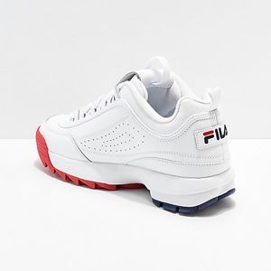 fila disruptor white navy red